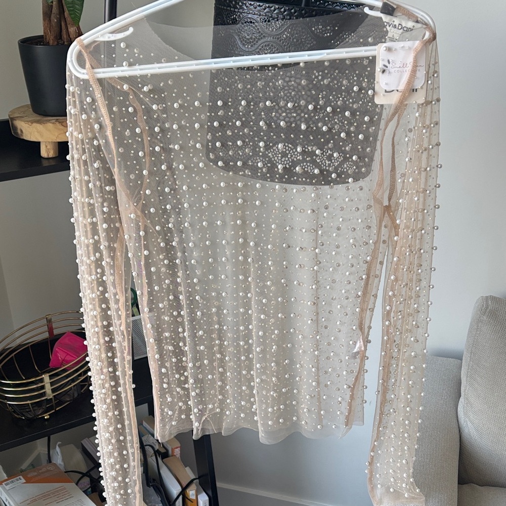 Sheer Pearl Embellished Top